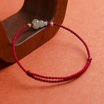 Buddha Stones Gourd Hetian Jade Red String Prosperity Bracelet Anklet