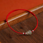 Buddha Stones Gourd Hetian Jade Red String Prosperity Bracelet Anklet