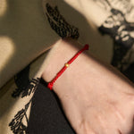 Buddha Stones "A Simple Wish for You" 925 Sterling Silver Plated Gold Single Bead Red Rope Bracelet Anklet Includes Gift Message Card