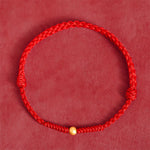 Buddha Stones "A Simple Wish for You" 925 Sterling Silver Plated Gold Single Bead Red Rope Bracelet Anklet Includes Gift Message Card