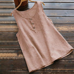 Buddha Stones Summer Pure Color Crew Collar Button Women's Vest Waistcoat