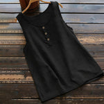 Buddha Stones Summer Pure Color Crew Collar Button Women's Vest Waistcoat