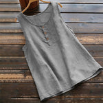 Buddha Stones Summer Pure Color Crew Collar Button Women's Vest Waistcoat