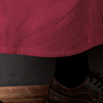 Buddha Stones Fall Buttons Design Long Sleeve Cotton Corduroy Midi Dress With Pockets