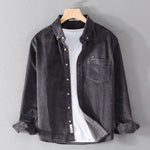 Buddha Stones Casual Corduroy Solid Color Men's Long Sleeve Cotton Thickened Jacket With Pockets