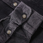 Buddha Stones Casual Corduroy Solid Color Men's Long Sleeve Cotton Thickened Jacket With Pockets