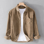 Buddha Stones Casual Corduroy Solid Color Men's Long Sleeve Cotton Thickened Jacket With Pockets