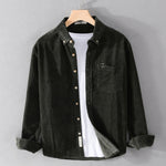 Buddha Stones Casual Corduroy Solid Color Men's Long Sleeve Cotton Thickened Jacket With Pockets