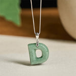 Buddha Stones "May You Find Your Own Meaning" Natural A-Z Letter Jade Titanium Steel Chain Necklace Includes Gift Message Card