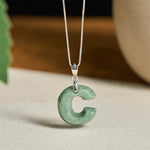 Buddha Stones "May You Find Your Own Meaning" Natural A-Z Letter Jade 925 Sterling Silver Chain Necklace Includes Gift Message Card
