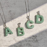 Buddha Stones "May You Find Your Own Meaning" Natural A-Z Letter Jade Titanium Steel Chain Necklace Includes Gift Message Card