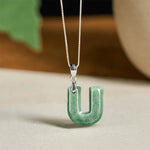 Buddha Stones "May You Find Your Own Meaning" Natural A-Z Letter Jade 925 Sterling Silver Chain Necklace Includes Gift Message Card