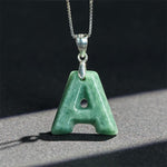 Buddha Stones "May You Find Your Own Meaning" Natural A-Z Letter Jade Titanium Steel Chain Necklace Includes Gift Message Card