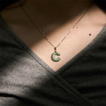 Buddha Stones "May You Find Your Own Meaning" Natural A-Z Letter Jade Titanium Steel Chain Necklace Includes Gift Message Card
