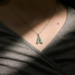 Buddha Stones "May You Find Your Own Meaning" Natural A-Z Letter Jade Titanium Steel Chain Necklace Includes Gift Message Card