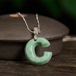 Buddha Stones "May You Find Your Own Meaning" Natural A-Z Letter Jade Titanium Steel Chain Necklace Includes Gift Message Card