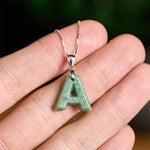 Buddha Stones "May You Find Your Own Meaning" Natural A-Z Letter Jade 925 Sterling Silver Chain Necklace Includes Gift Message Card