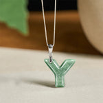 Buddha Stones "May You Find Your Own Meaning" Natural A-Z Letter Jade 925 Sterling Silver Chain Necklace Includes Gift Message Card