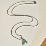 Buddha Stones "May You Find Your Own Meaning" Natural A-Z Letter Jade Titanium Steel Chain Necklace Includes Gift Message Card
