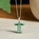 Buddha Stones "May You Find Your Own Meaning" Natural A-Z Letter Jade 925 Sterling Silver Chain Necklace Includes Gift Message Card