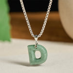 Buddha Stones "May You Find Your Own Meaning" Natural A-Z Letter Jade Titanium Steel Chain Necklace Includes Gift Message Card