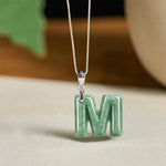 Buddha Stones "May You Find Your Own Meaning" Natural A-Z Letter Jade 925 Sterling Silver Chain Necklace Includes Gift Message Card