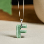 Buddha Stones "May You Find Your Own Meaning" Natural A-Z Letter Jade Titanium Steel Chain Necklace Includes Gift Message Card