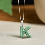 Buddha Stones "May You Find Your Own Meaning" Natural A-Z Letter Jade 925 Sterling Silver Chain Necklace Includes Gift Message Card