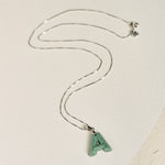 Buddha Stones "May You Find Your Own Meaning" Natural A-Z Letter Jade Titanium Steel Chain Necklace Includes Gift Message Card