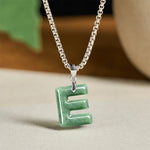 Buddha Stones "May You Find Your Own Meaning" Natural A-Z Letter Jade Titanium Steel Chain Necklace Includes Gift Message Card