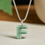 Buddha Stones "May You Find Your Own Meaning" Natural A-Z Letter Jade Titanium Steel Chain Necklace Includes Gift Message Card