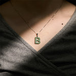 Buddha Stones "May You Find Your Own Meaning" Natural A-Z Letter Jade Titanium Steel Chain Necklace Includes Gift Message Card