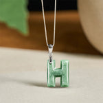 Buddha Stones "May You Find Your Own Meaning" Natural A-Z Letter Jade 925 Sterling Silver Chain Necklace Includes Gift Message Card