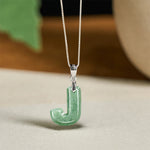 Buddha Stones "May You Find Your Own Meaning" Natural A-Z Letter Jade 925 Sterling Silver Chain Necklace Includes Gift Message Card