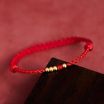 Buddha Stones "Blessings for Clear Connections" 925 Sterling Silver Plated Gold Beads Red String Bracelet Includes Gift Message Card