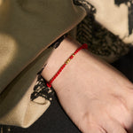 Buddha Stones "Blessings for Clear Connections" 925 Sterling Silver Plated Gold Beads Red String Bracelet Includes Gift Message Card