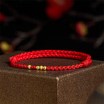 Buddha Stones "Blessings for Clear Connections" 925 Sterling Silver Plated Gold Beads Red String Bracelet Includes Gift Message Card