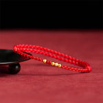 Buddha Stones "Blessings for Clear Connections" 925 Sterling Silver Plated Gold Beads Red String Bracelet Includes Gift Message Card