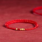 Buddha Stones "Blessings for Clear Connections" 925 Sterling Silver Plated Gold Beads Red String Bracelet Includes Gift Message Card