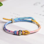 Buddha Stones Colorful Rope Eight Thread Peace Knot Luck Handmade Bracelet