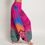 Buddha Stones Cotton Brightly Colored Mandala Pattern Women's Elastic Waist Harem Pants