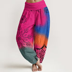 Buddha Stones Cotton Brightly Colored Mandala Pattern Women's Elastic Waist Harem Pants