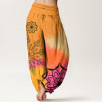 Buddha Stones Cotton Brightly Colored Mandala Pattern Women's Elastic Waist Harem Pants