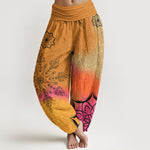 Buddha Stones Cotton Brightly Colored Mandala Pattern Women's Elastic Waist Harem Pants