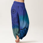 Buddha Stones Cotton Brightly Colored Mandala Pattern Women's Elastic Waist Harem Pants