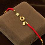 Buddha Stones Peace Buckle Attract Fortune Charm Titanium Steel Red String Connection Bracelet