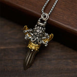 Buddha Stones Tibetan Vajra Three Heads Six Arms Design Copper Healing Spiritual Power Necklace Pendant