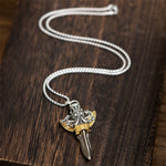 Buddha Stones Tibetan Vajra Three Heads Six Arms Design Copper Healing Spiritual Power Necklace Pendant