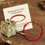 Buddha Stones "Blessings for Clear Connections" 925 Sterling Silver Plated Gold Beads Red String Bracelet Includes Gift Message Card