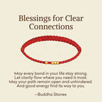 Buddha Stones "Blessings for Clear Connections" 925 Sterling Silver Plated Gold Beads Red String Bracelet Includes Gift Message Card
